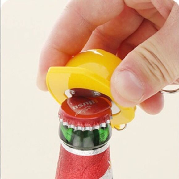 Hard Hat Keychain Bottle Opener-Yellow - Picture 2 of 2